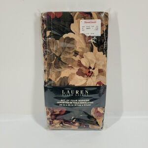New Ralph Lauren Floral Cliffwood Cloth Napkins Set Of Four Burgundy Green 20x20